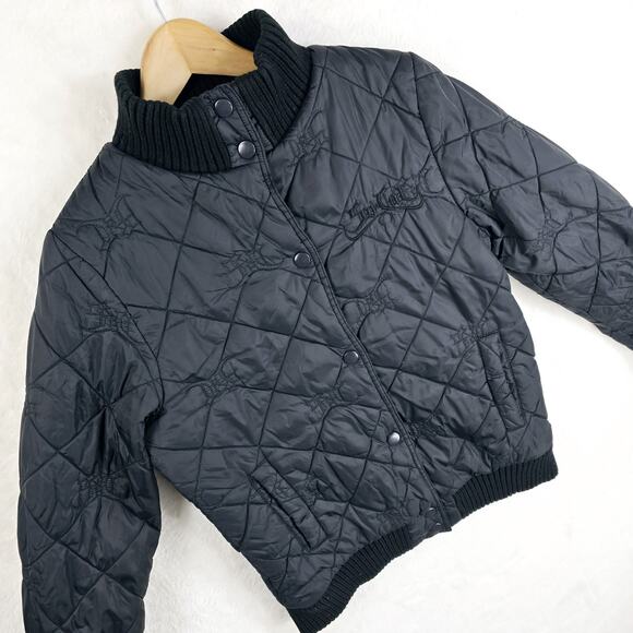 Vintage No Fear So Cal AOP Black Quilted Jacket Medium Y2K Grunge Skater - Picture 4 of 10